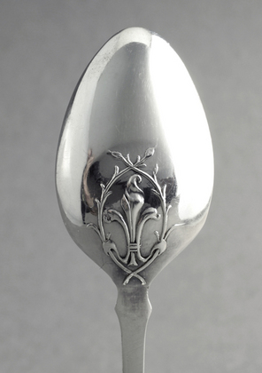 Fleur-de-Lis Picture Back Silver Teaspoons (Set of 6)